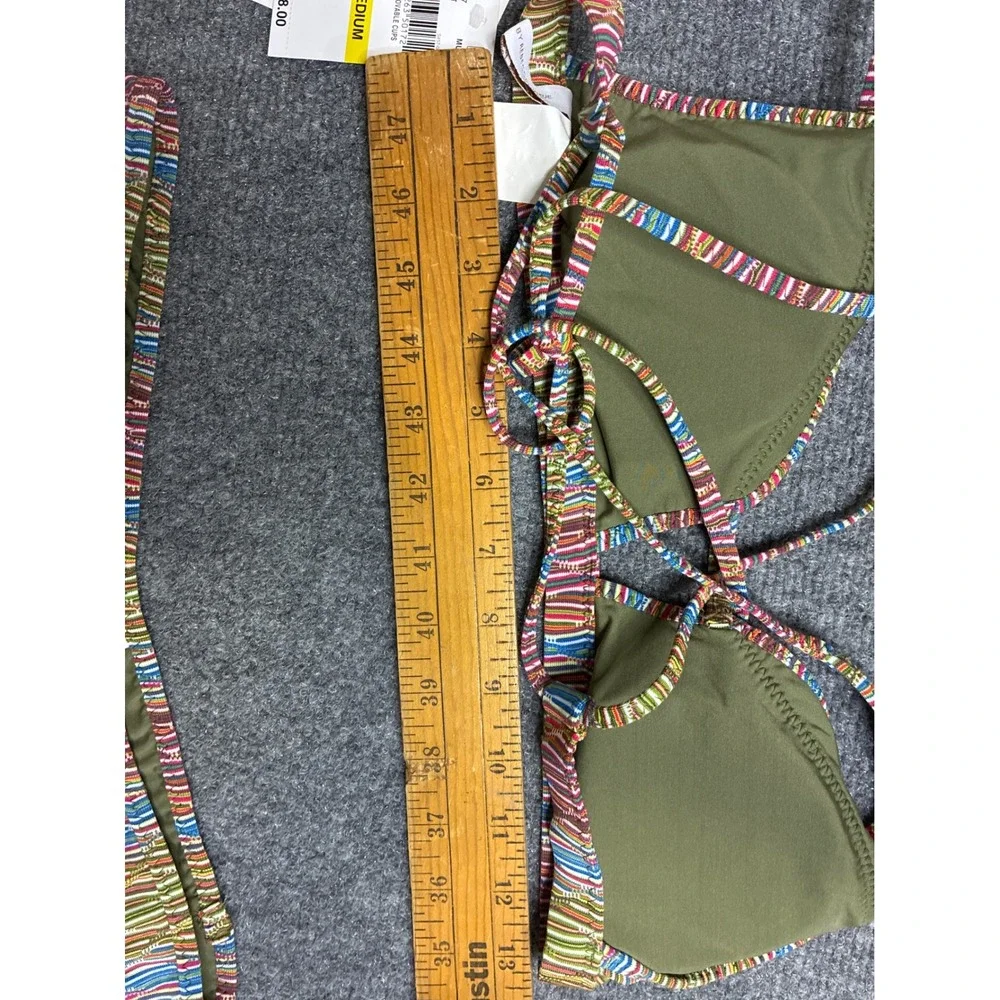 BECCA by Rebecca Virtue Adela Striped Bikini Set Multi Color Medium NWT